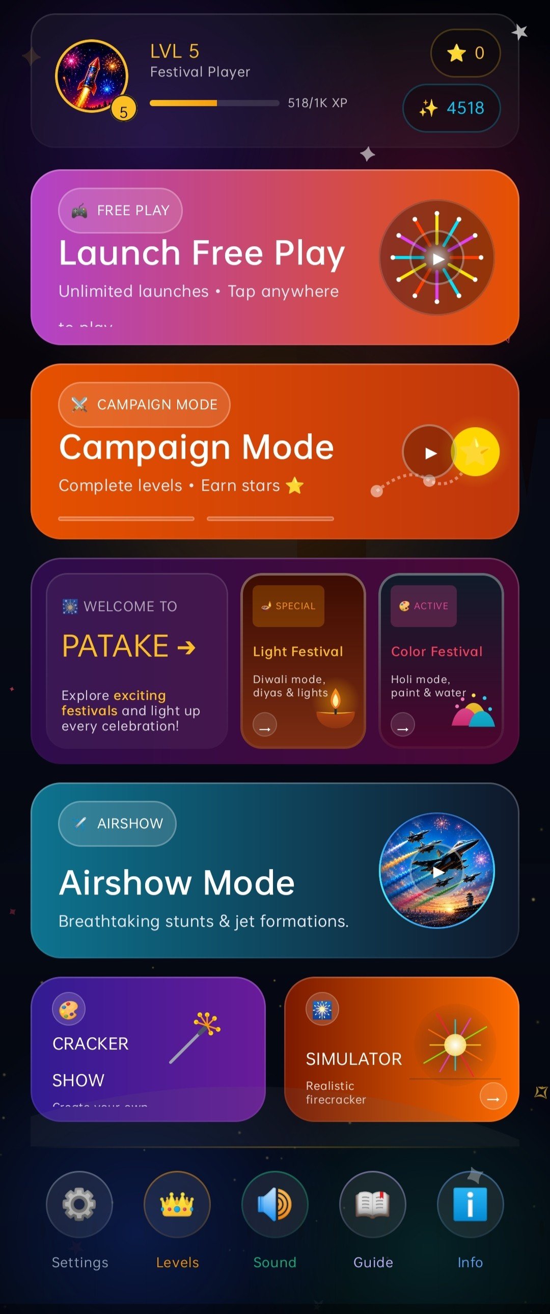 Patake Game Homescreen Menu